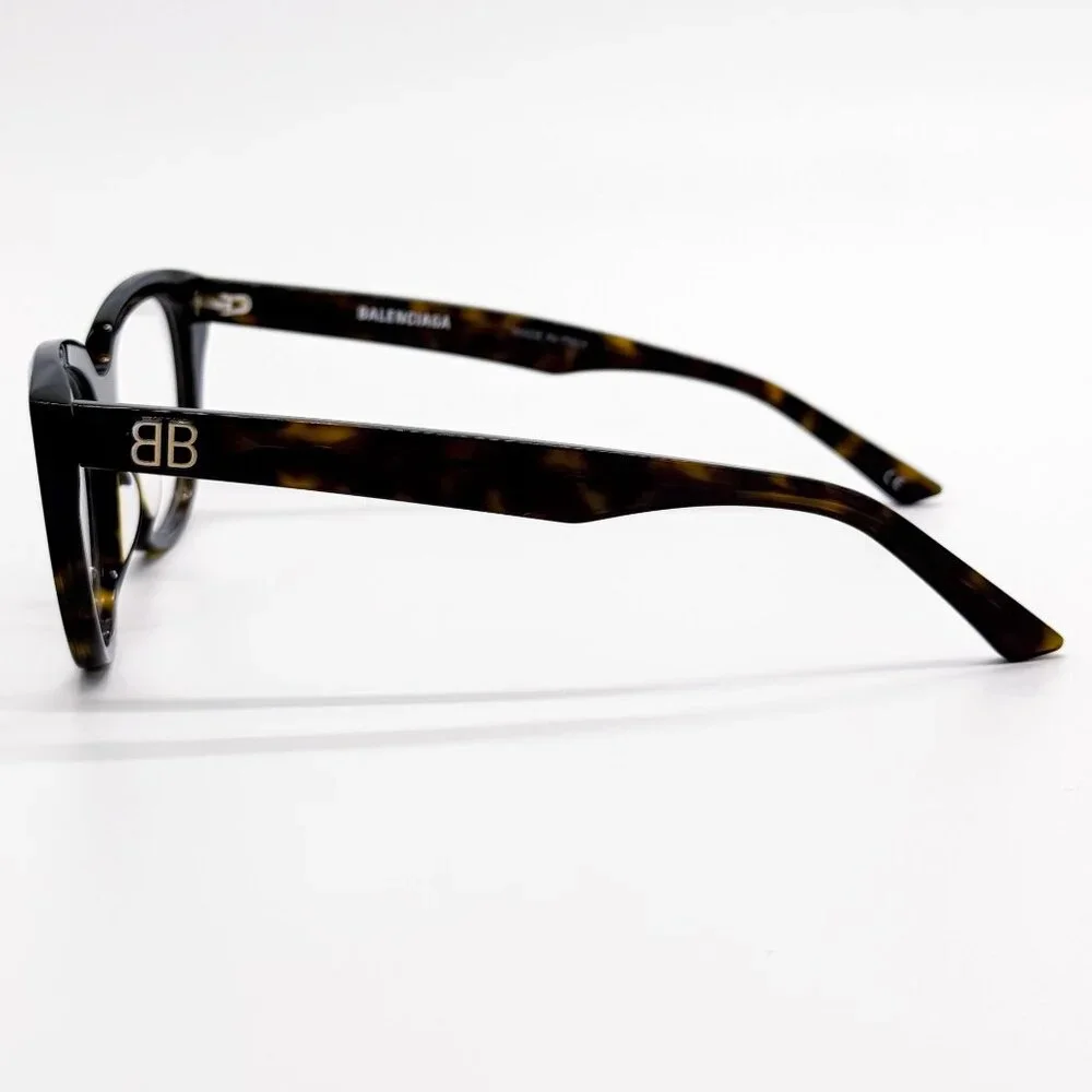 NEW BALENCIAGA EYEGLASSES BB0131O 005 ROUND OVAL DARK HAVANA WOMEN EYEWEAR BALEN